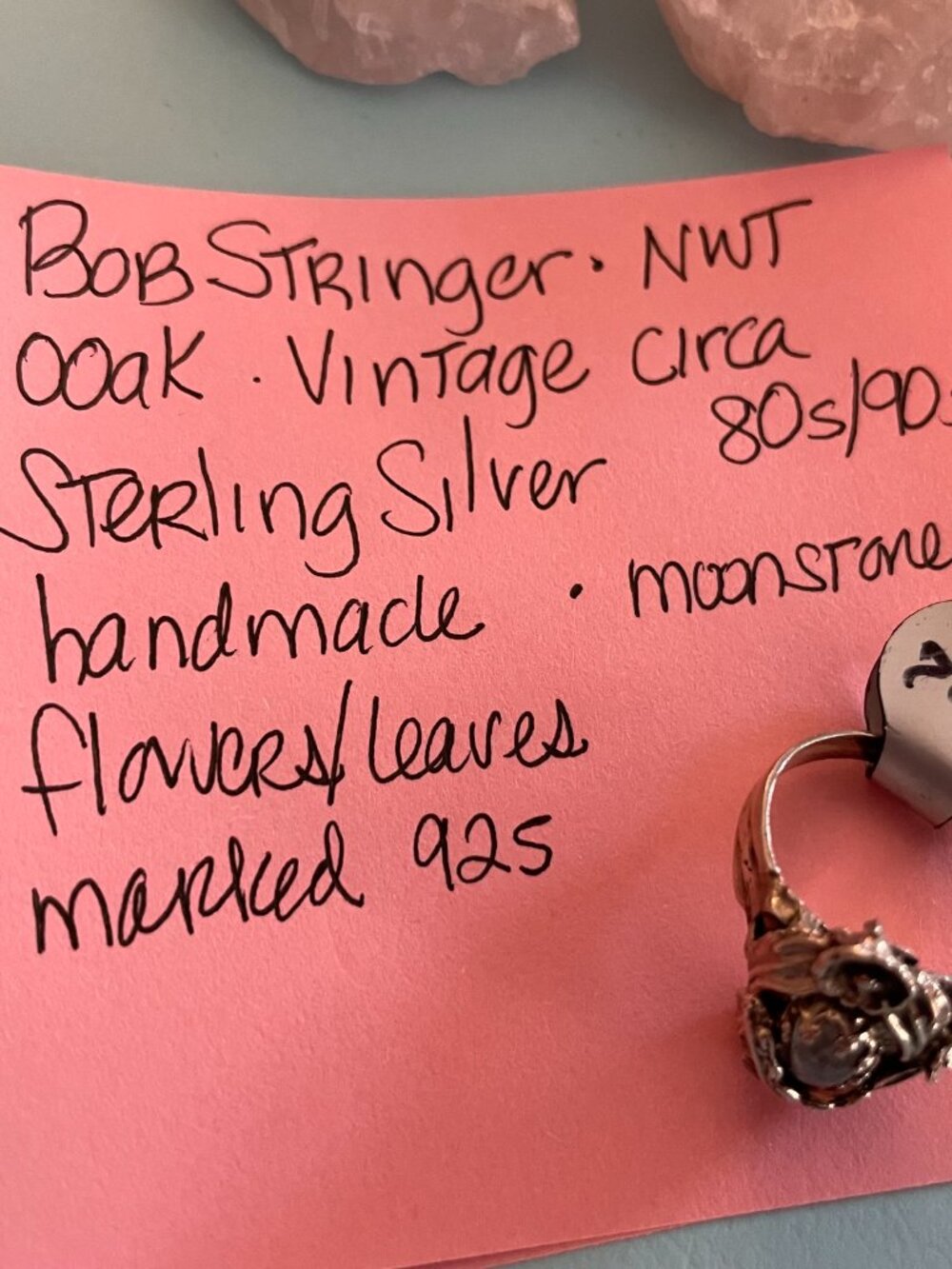 Vintage Sterling Silver Ring 6.5 Handmade Gemstone OOAK Bob Stringer Y2K $250 - Picture 15 of 16